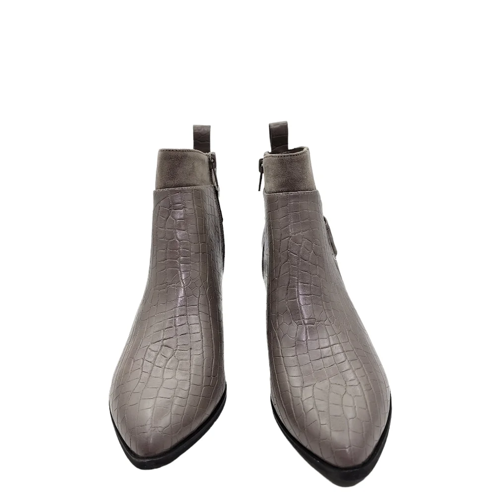 Bella Vita Women's Elektra II Western Inspired Bootie Stone Crocodile- 8